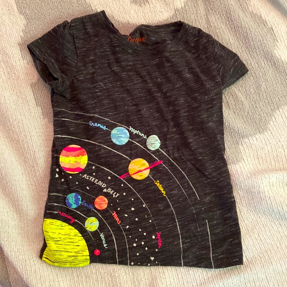 Cat and Jack tee with planets